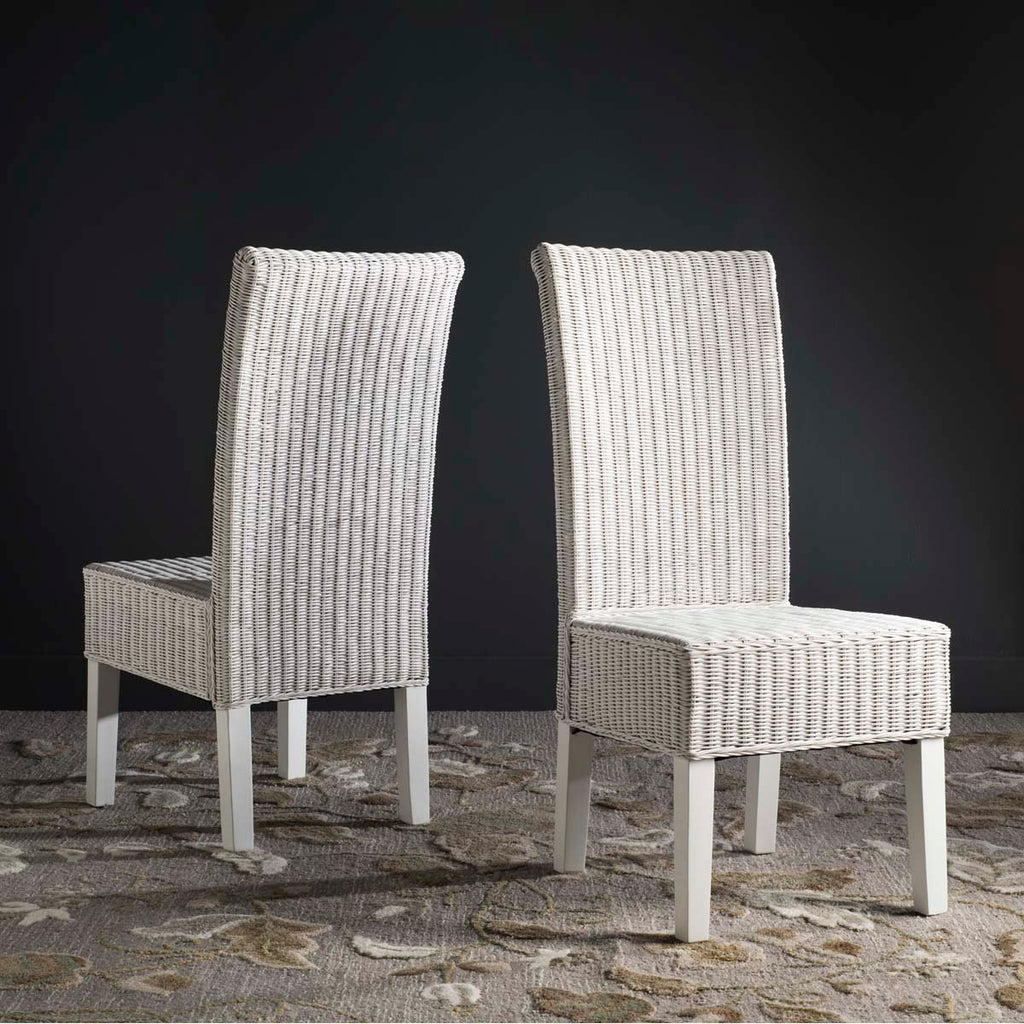 Safavieh Arjun 18''H Wicker Dining Chair-White (Set of 2)