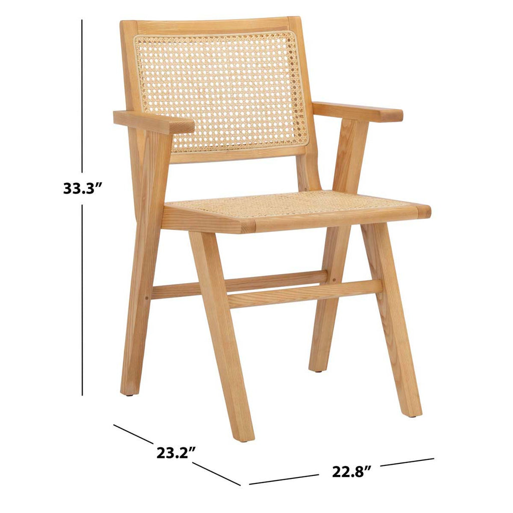 Safavieh Couture Hattie French Cane Arm Chair - Natural (Set of 2)