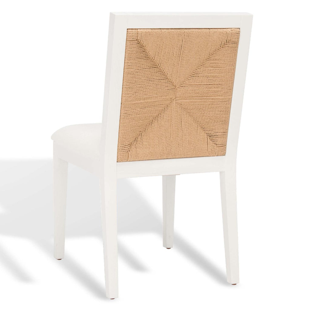 Safavieh Couture Emilio Woven Dining Chair - White / Natural (Set of 2)