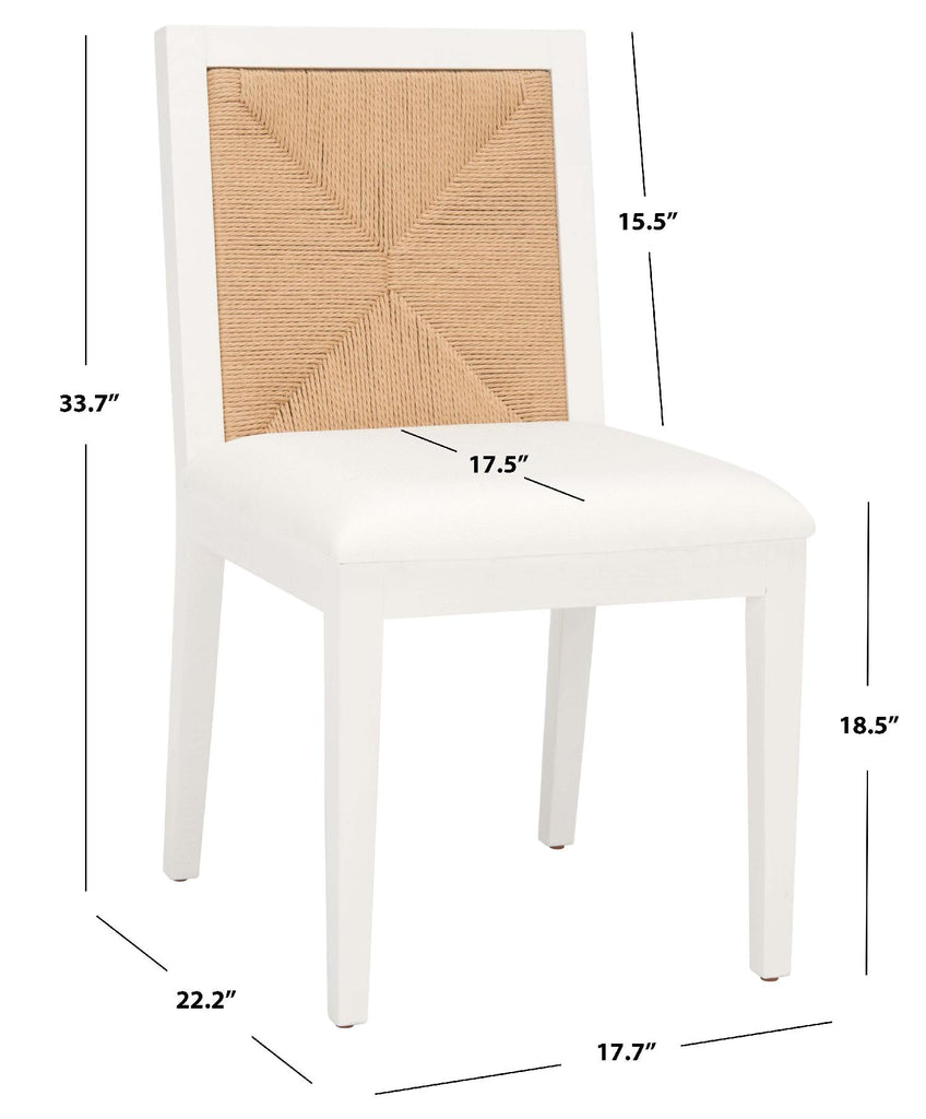 Safavieh Couture Emilio Woven Dining Chair - White / Natural (Set of 2)