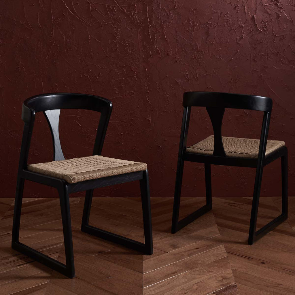 Safavieh Couture Jamal Woven Dining Chair - Black / Natural (Set of 2)