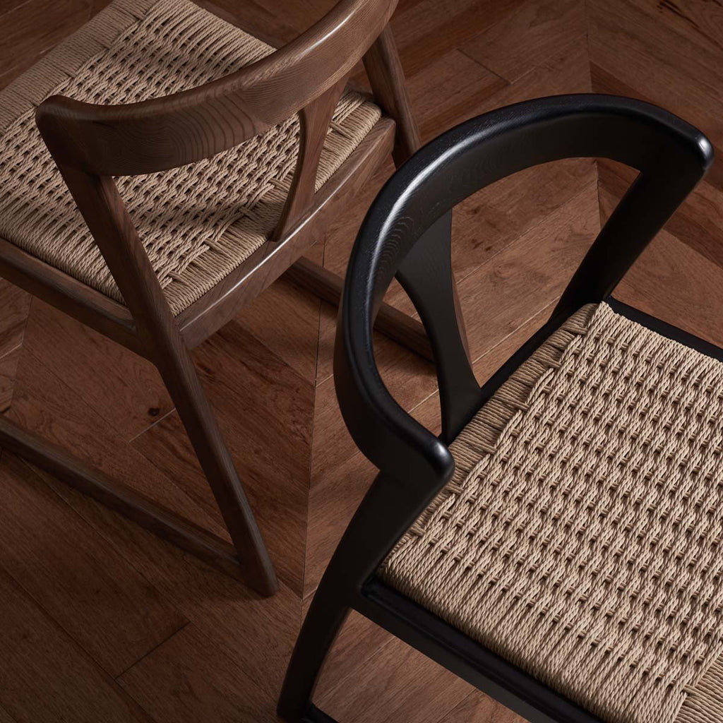 Safavieh Couture Jamal Woven Dining Chair - Black / Natural (Set of 2)