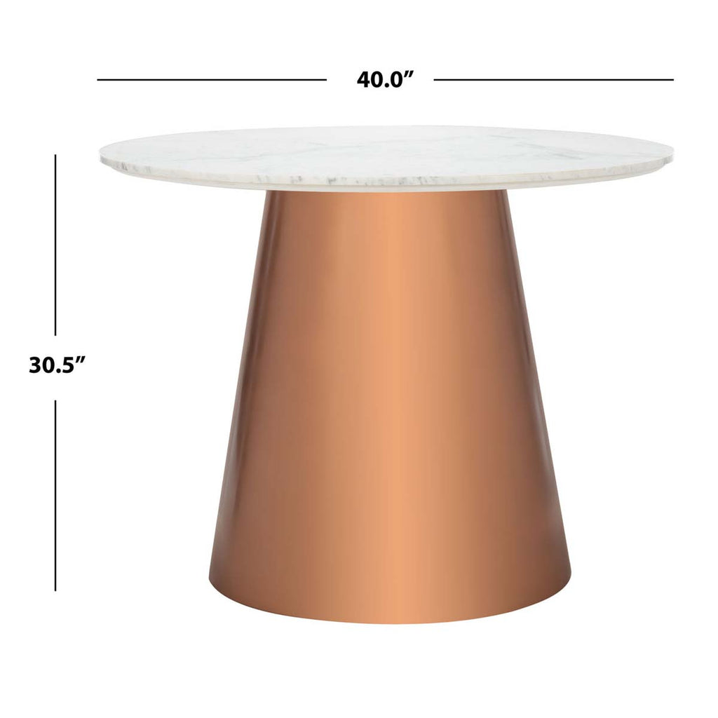 Safavieh Couture Gail 40 Round Marble Dining Table - White / Copper