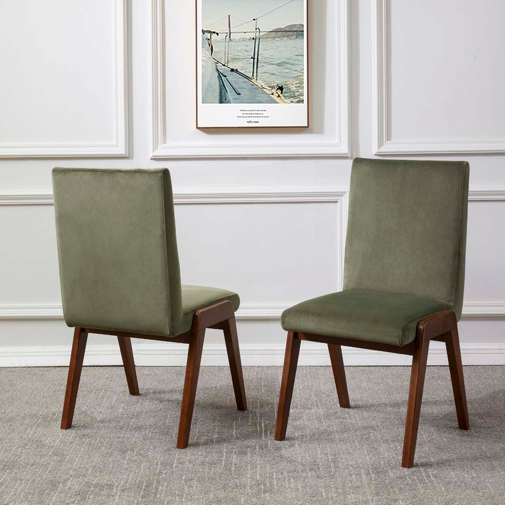 Safavieh Couture Forrest Dining Chair - Olive Green / Walnut (Set of 2)