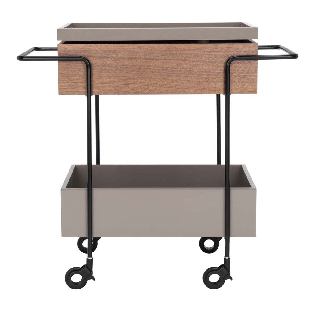 Safavieh Couture Scout Tray Bar Cart - Walnut / Grey / Black