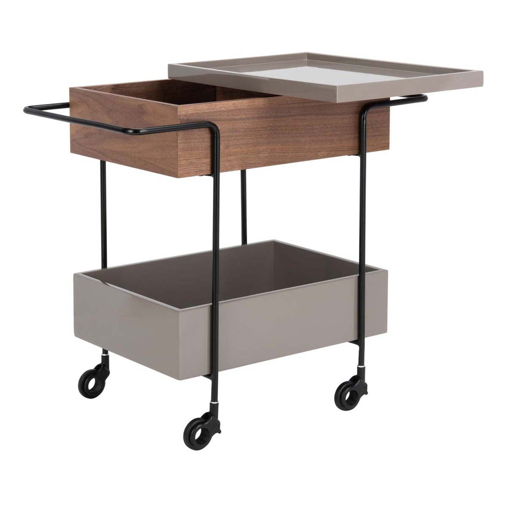 Safavieh Couture Scout Tray Bar Cart - Walnut / Grey / Black