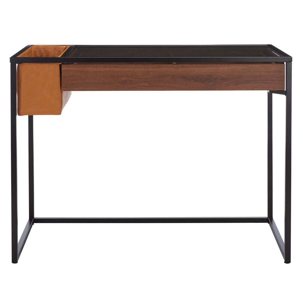 Safavieh Couture Jessarose Glass Top Desk - Walnut / Black
