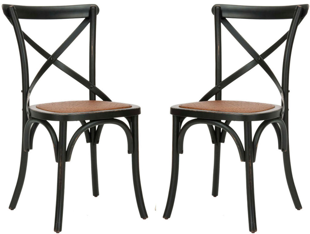 Safavieh Franklin 18''H X Back Farmhouse Chair - Antique Black (Set of 2)
