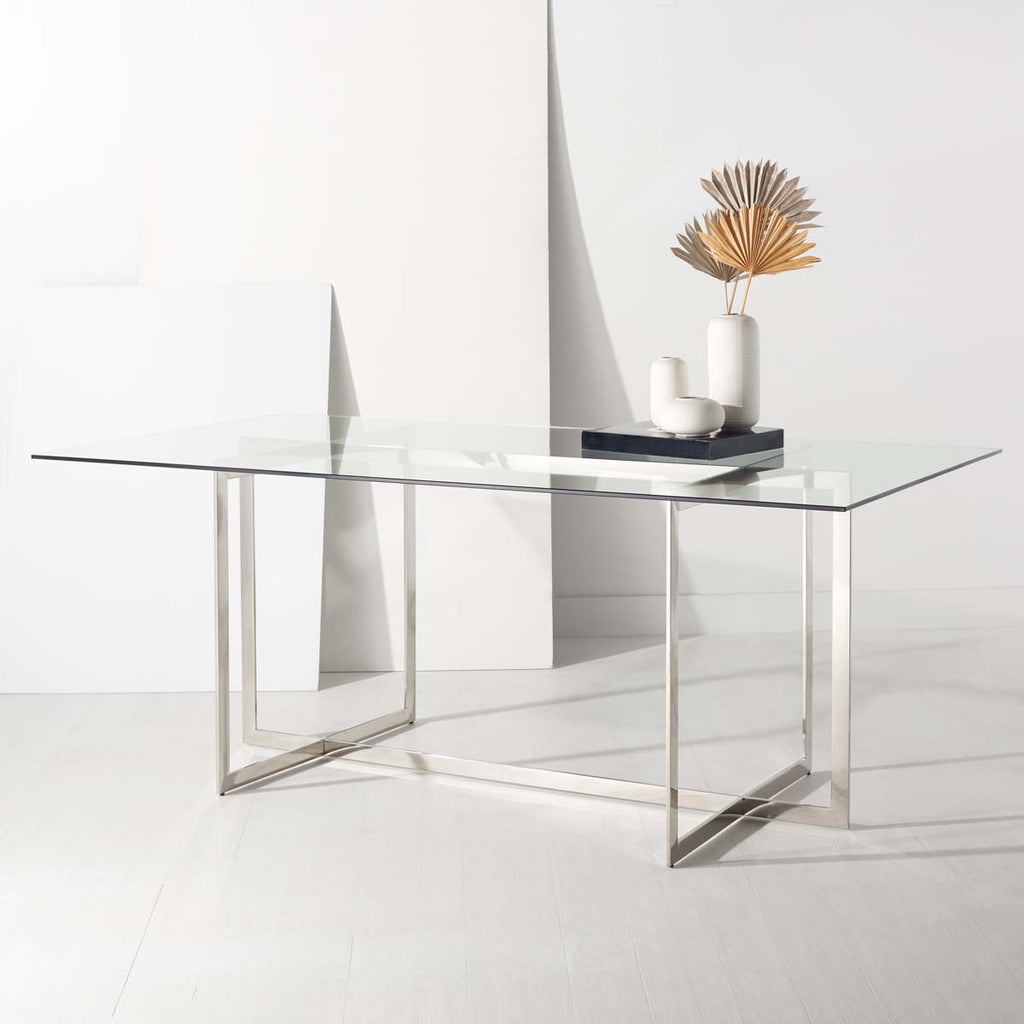 Safavieh Couture Fidel Polished Glass Top Dining Table - Chrome
