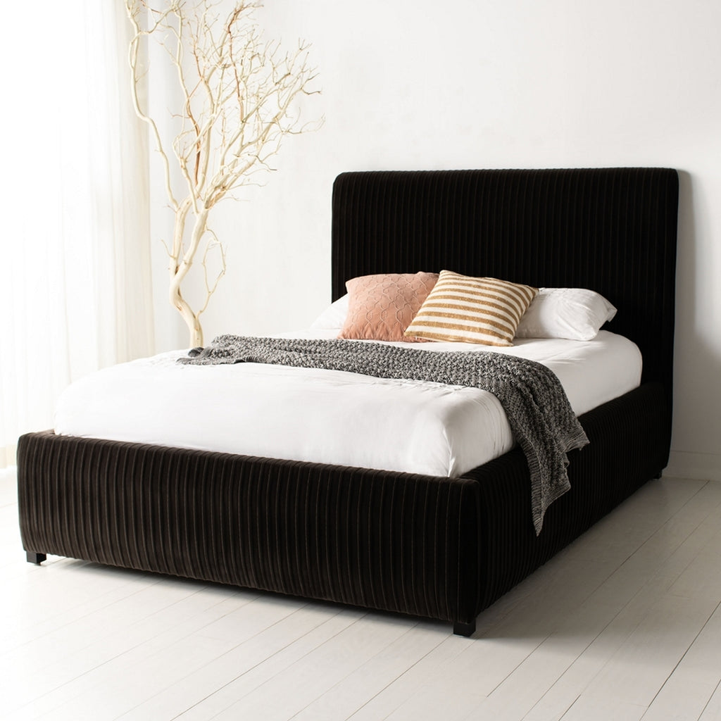Safavieh Couture Clarice Pleated Velvet Bed - Giotto Shale