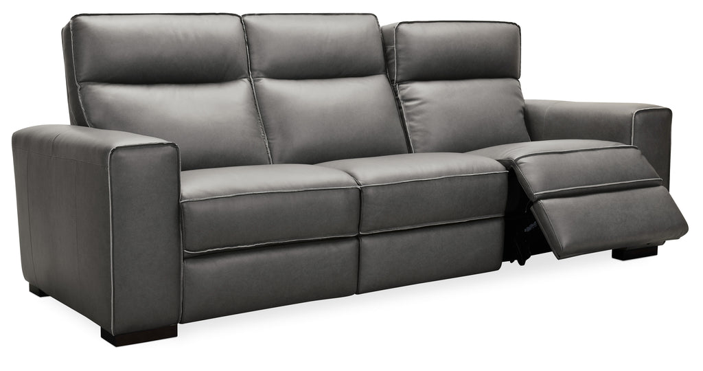 Braeburn Leather Sofa w/PWR Recline PWR Headrest | Hooker Furniture - SS552-PH3-097