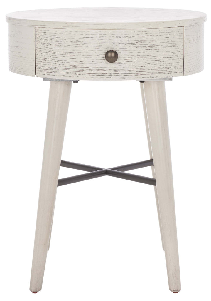 Safavieh Scully 1 Drawer Nightstand - White Wash / Gold Knobs & Cross Bar