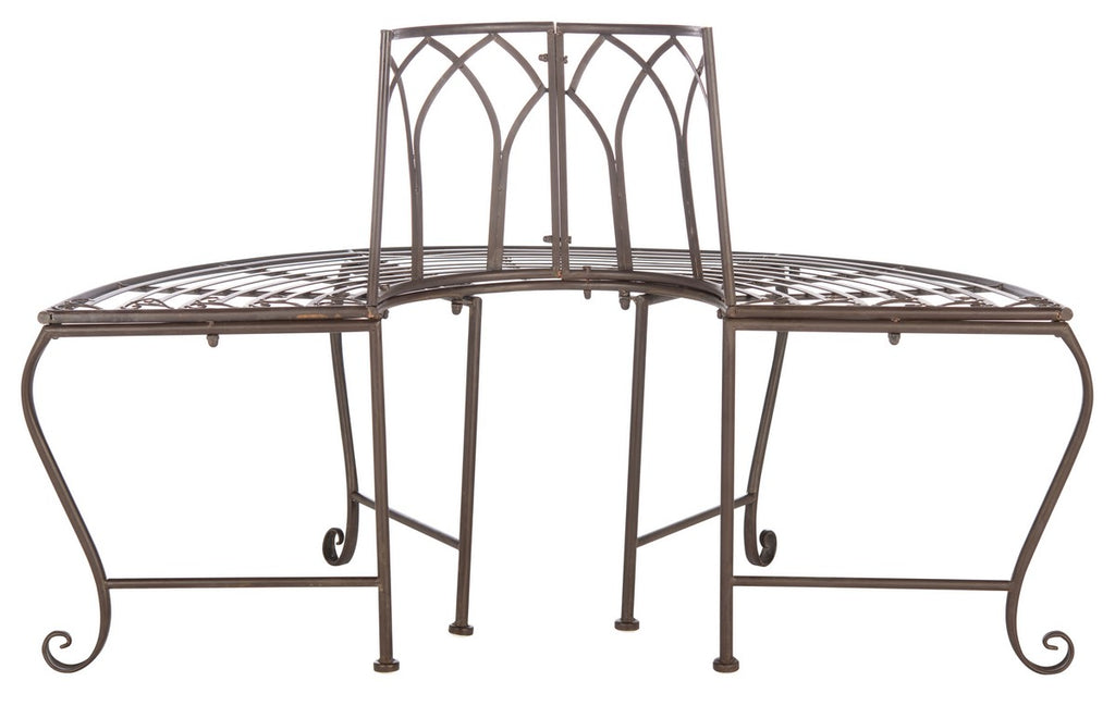Safavieh Abia Wrought Iron 50-Inch W Outdoor Tree Bench - Rustic Brown