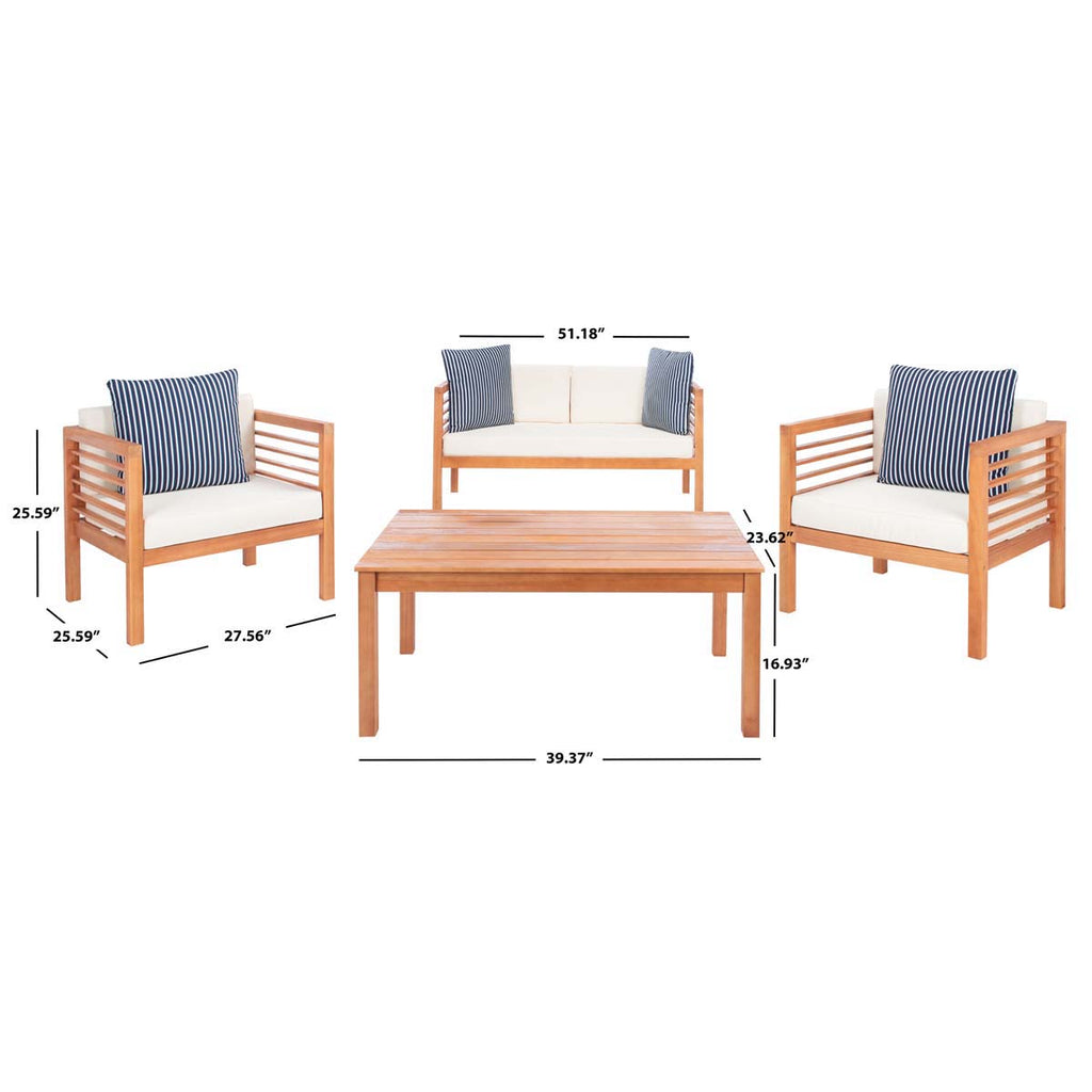 Safavieh Alda 4 Pc Outdoor Set With Accent Pillows - Natural/Beige/Nvywht