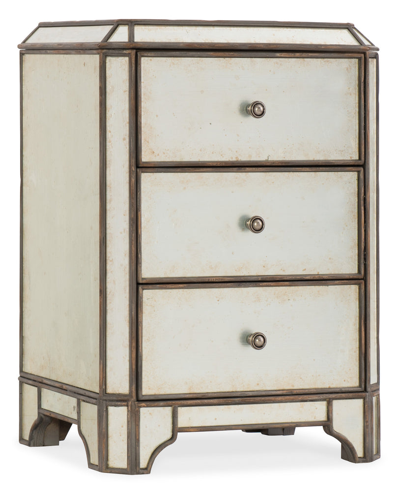 Arabella Mirrored Three-Drawer Nightstand | Hooker Furniture - 1610-90116-EGLO