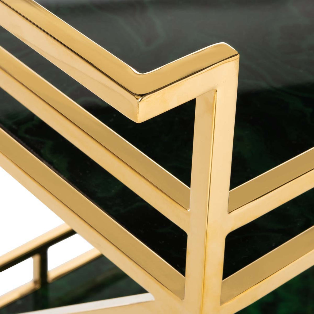 Safavieh Couture Kehlani 2 Shelf Bar Cart - Jade / Gold