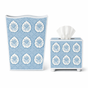 Blue Meadow Crest Wastepaper Basket & Tissue (3 Options)