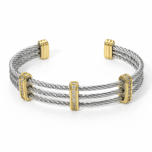 Lustre Bar Split Cuff Bracelet – Two-Tone CZ Accent