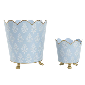 Blue FLORAL SCALLOPED PLANTER (2 Sizes)