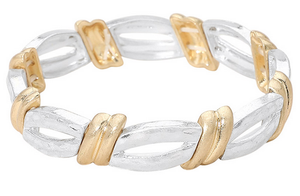 Two-Tone Open Link Stretch Bracelet