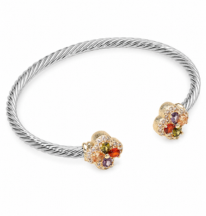 Trefoil Gemstone Braided Cuff Bracelet