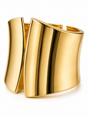 Sculptural Gold Hinged Cuff Bracelet