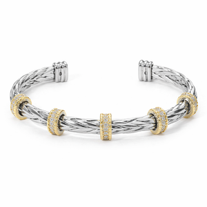Twist & Shine Braided Cuff Bracelet – CZ Ball Accents