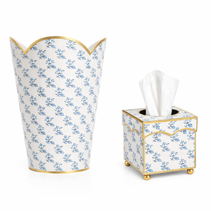 Blue Blossom Wastepaper Basket & Tissue (3 Options)