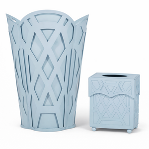 Slate Blue Chippendale Wastepaper Basket & Tissue (3 Options)