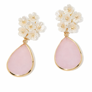 Pearl & Pink Stone Teardrop Earrings