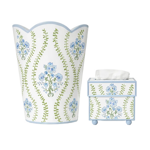 Blue Hampton Garden Round Wastepaper Basket & Tissue (3 Options)