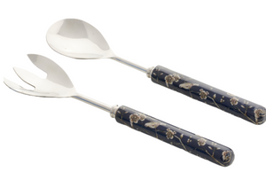 Navy Enameled Salad Servers