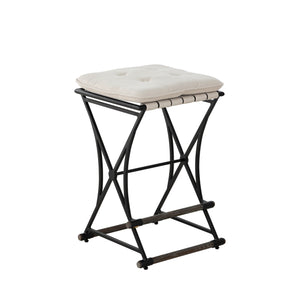 Frederick Linen Oak Iron Counter Stool - Black | Gabriella White - SCH-220185