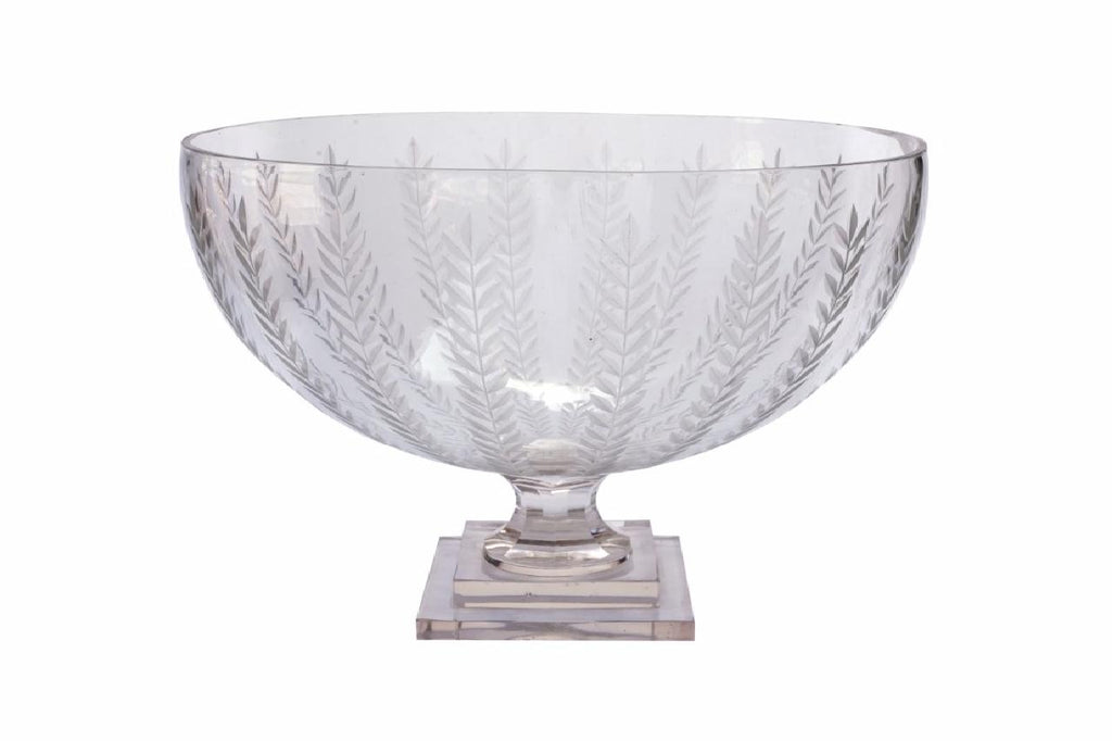 Vertical Leaf Large Glass Centerpiece Bowl | Enchanted Home - GLA044
