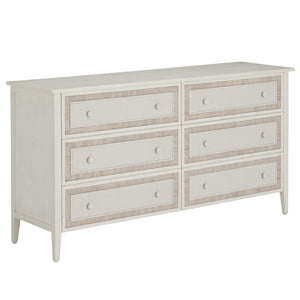 Grand Bermuda Sungkai Wood Dresser - 6 Drawers, Whitewash | Gabriella White - SCH-176043