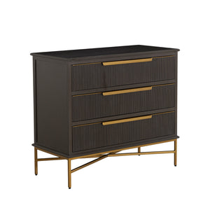 Riggs Mahogany Wood Storage Chest - 3 Drawers, Sesame Black | Gabriella White - SCH-175841