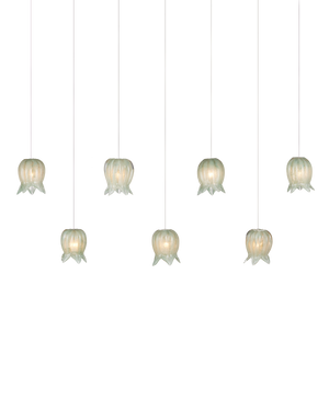 Polpo Green 7-Light Linear Multi-Drop Pendant | Currey & Co - 9000-1402