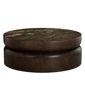 Summit Ash Burl Circle Pedestal Coffee Table - Dusk | Gabriella White - SCH-175969