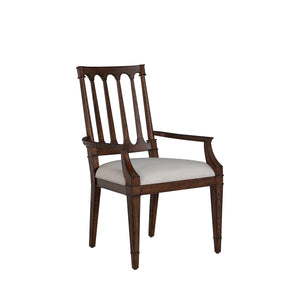 Mathis Wood Sculpted Back Dining Arm Chair - Rustic Antique Oak | Gabriella White - SCH-175994