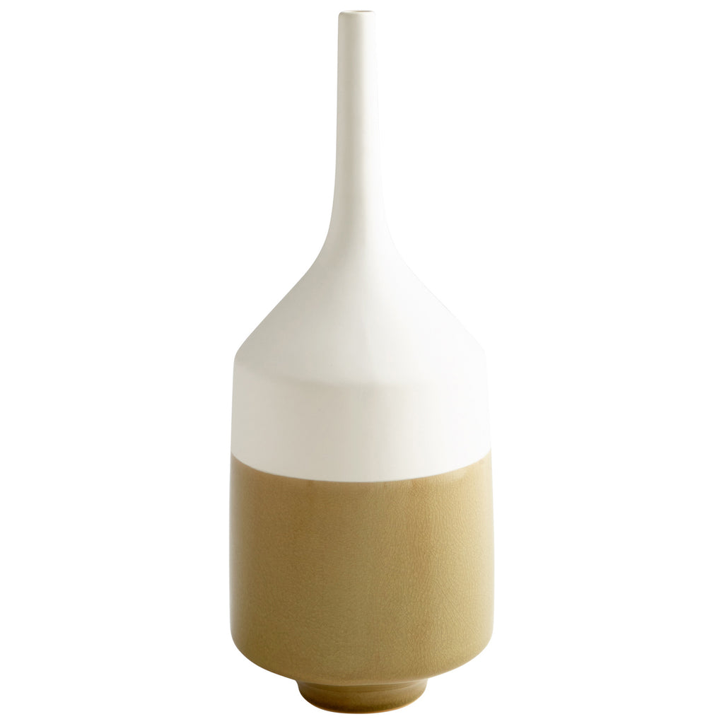 Groove Line Vase - White And Olive Crackle - Large | Cyan Design