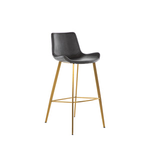 Hines Faux Leather Stainless Steel Bar Stool - Charcoal Brown Gold | Gabriella White - SCH-192300