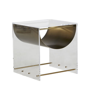 Skylar Acrylic Square Waterfall Side Table | Gabriella White - SCH-168115