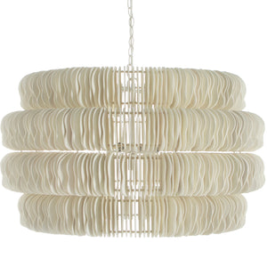 Serena Wood Winter White Round Tiered Chandelier | Gabriella White - SCH-175460