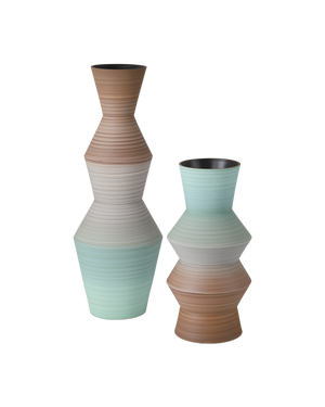 Happy 80's Brown & Pale Blue Vase Set of 2 | Currey & Co - 1200-1008