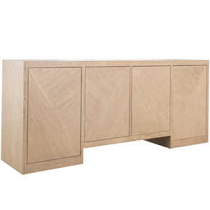 Eglinton Oak Wood Sideboard - 8 Shelves, Cerused Natural | Gabriella White - SCH-175419