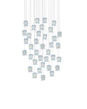 Polpo Blue 36-Light Round Multi-Drop Pendant | Currey & Co - 9000-1417