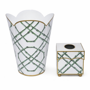 Green Bamboo Wastepaper Basket & Tissue Set