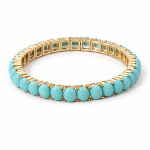 Turquoise/gold Cabochon  Slip-On Bracelet