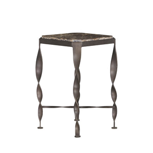 Armand Metal Travertine Side Table | Gabriella White - SCH-175773