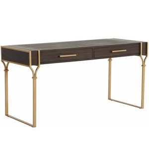 Salvador Mindi Wood Desk - 2 Drawers, Dark Brown | Gabriella White - SCH-166250